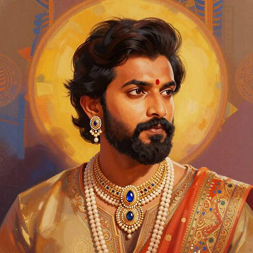 Stylized Indian Man with V Beard