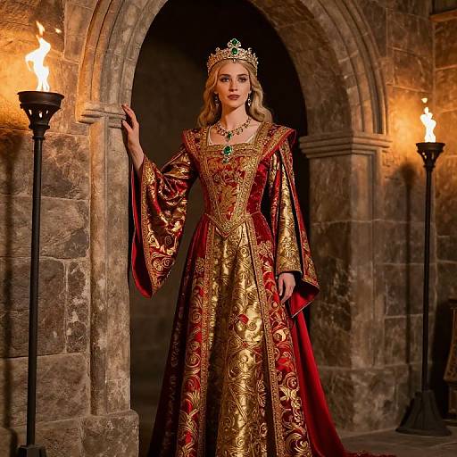 Medieval Royalty in Luxurious Brocade