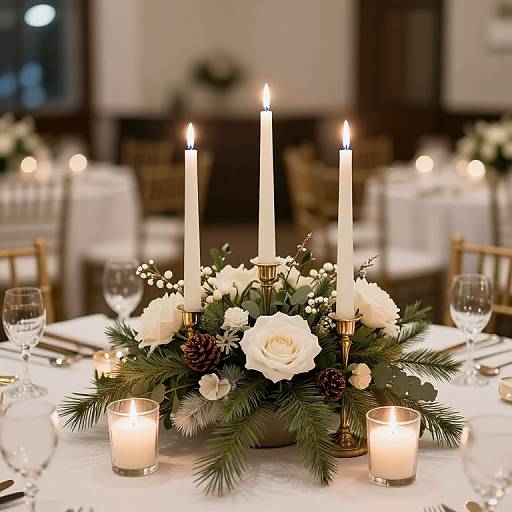 Winter Wedding Centerpiece with Candles