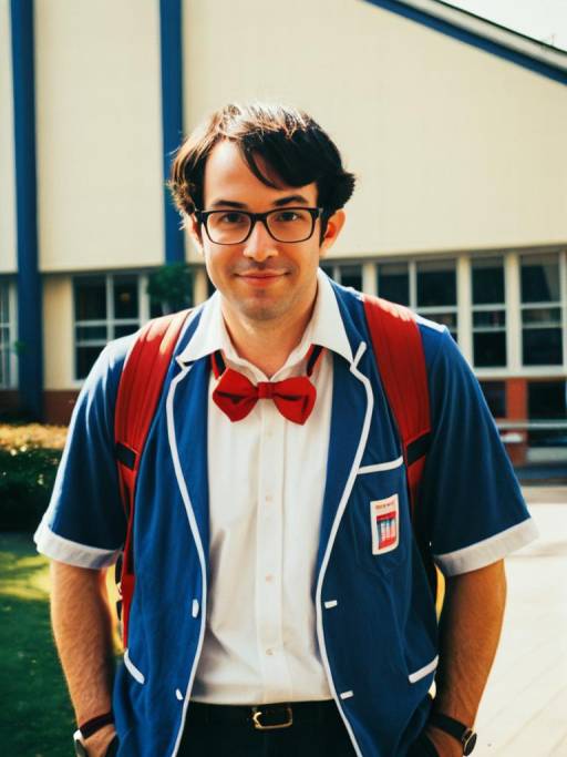 Man in Nerd Costume with Glasses and Bow Tie