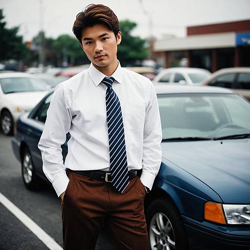 Young Asian Man in Urban Formal Wear
