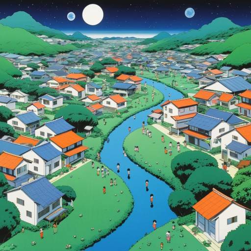 Manga Style Town with Alien Moons