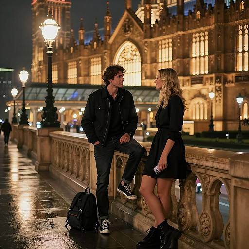Romantic Nighttime Balcony Scene
