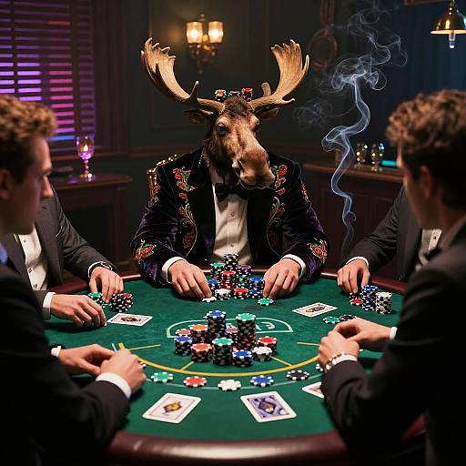 Stoic Moose in Film-Noir Casino Duel