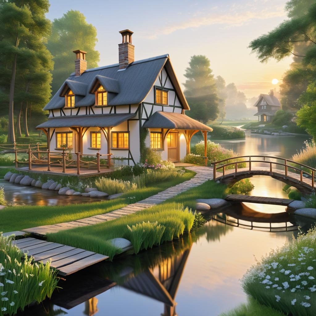 Symbolic Serenity: Cottages by the River