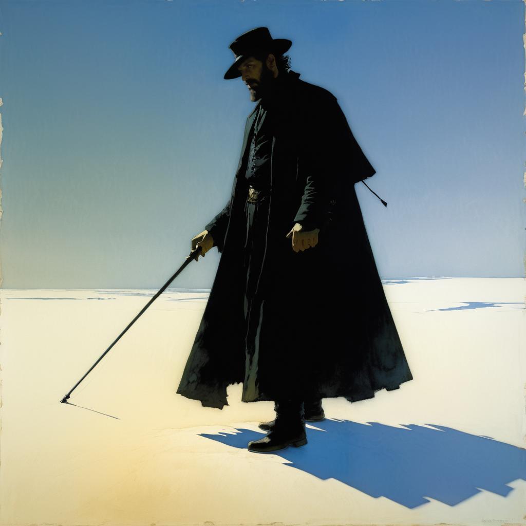 Elusive Wanderer Portrait with Long Shadow