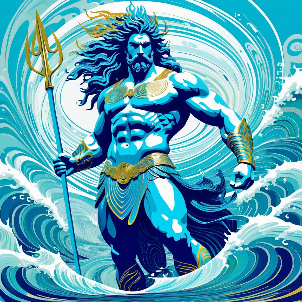 Surreal Illustration of Poseidon Unleashed