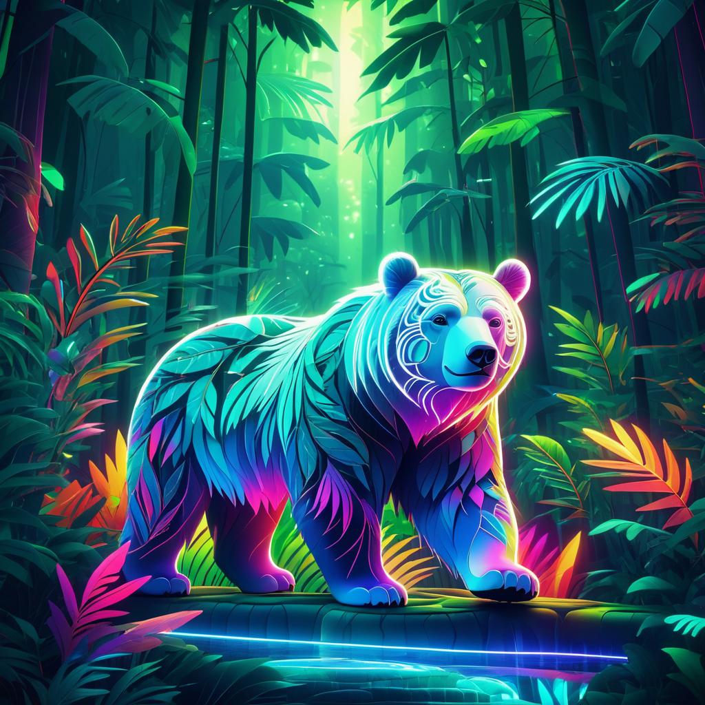 Vibrant Spirit Bear in Lush Jungle