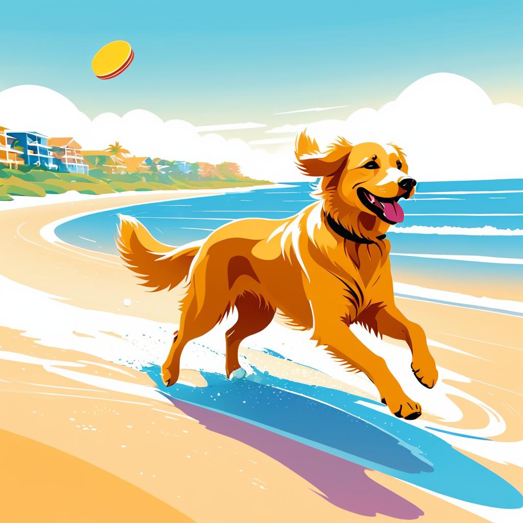 Joyful Golden Retriever at the Beach