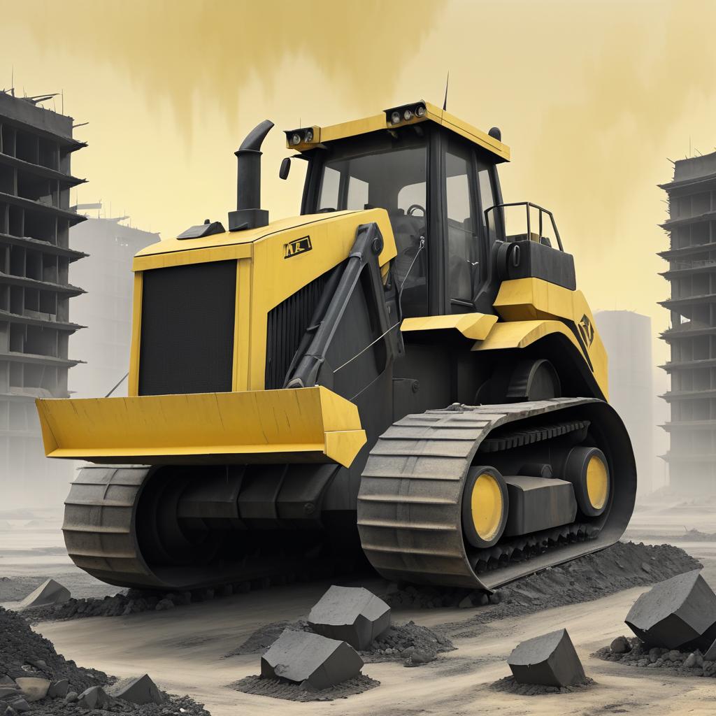 Fierce Anthropomorphic Bulldozer in Desolation