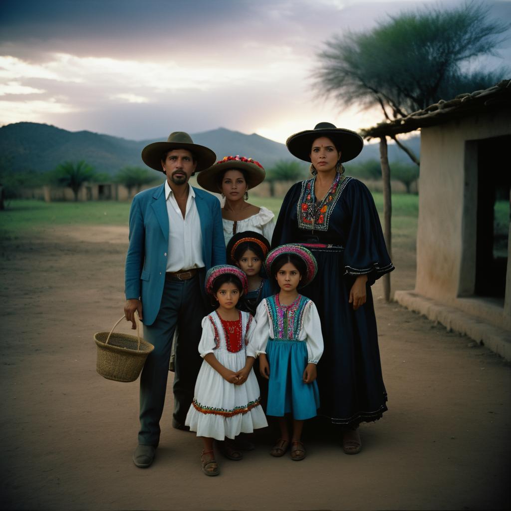 Rural Family Portrait in Dramatic Light