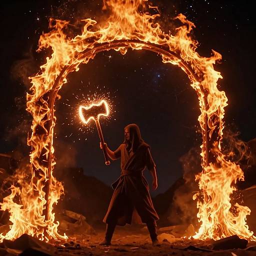 Figure Forging Celestial Fire