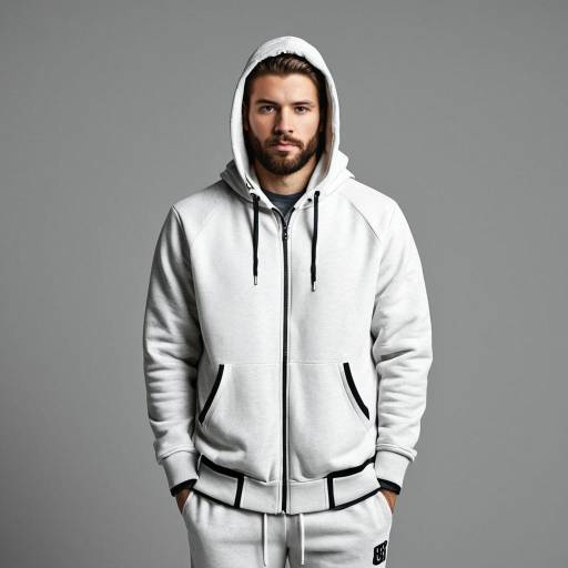 Man in White Designer Sweatsuit with Hood