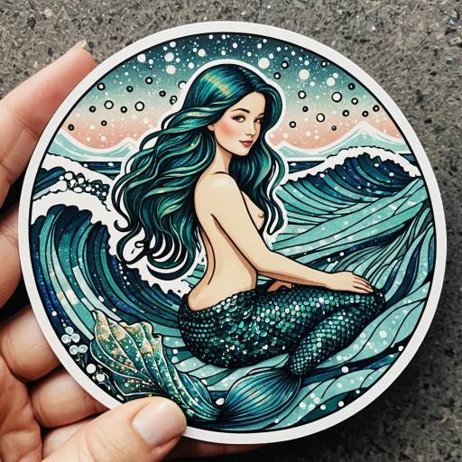 Whimsical Mermaid in Naive Art Style
