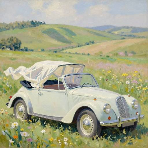 Vintage Convertible in Pastel Countryside
