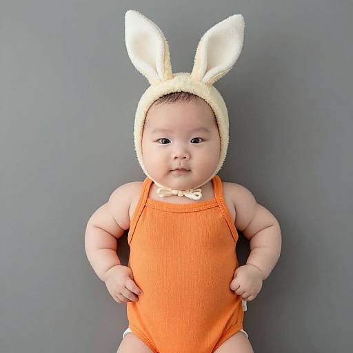 Baby in Orange Bunny Outfit
