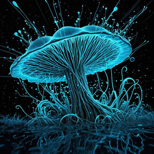 Bioluminescent Mushroom with Blue Glow Bioluminescent Mushroom with Blue Glow