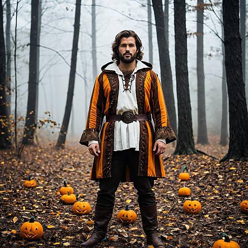 Mysterious Male Halloween Costume in Autumn
