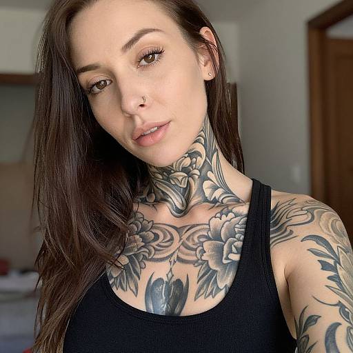 Tattooed Woman Portrait with Piercing