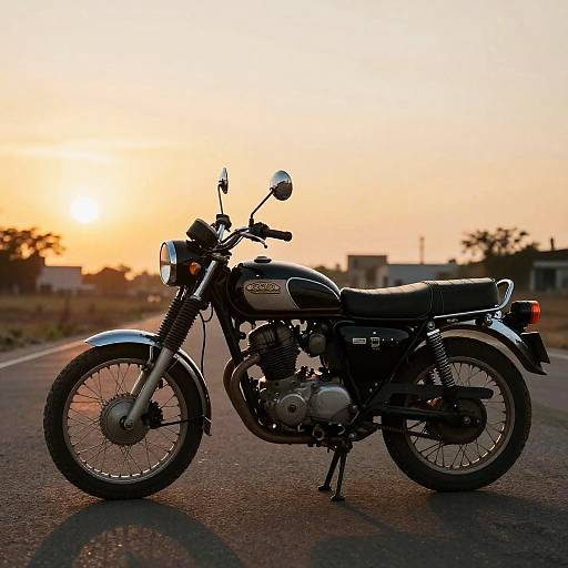 Vintage Motorcycle at Sunset