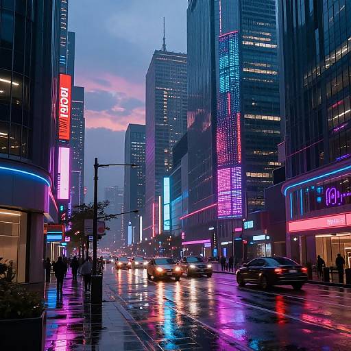 Cyberpunk Cityscape at Dusk