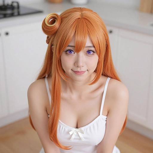 Portrait of Asian Woman with Orange Hair