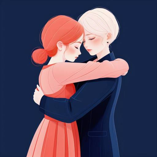 Illustration of two women embracing