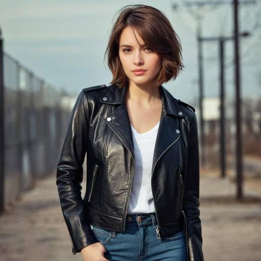 Solo Portrait of Stylish Girl in Leather
