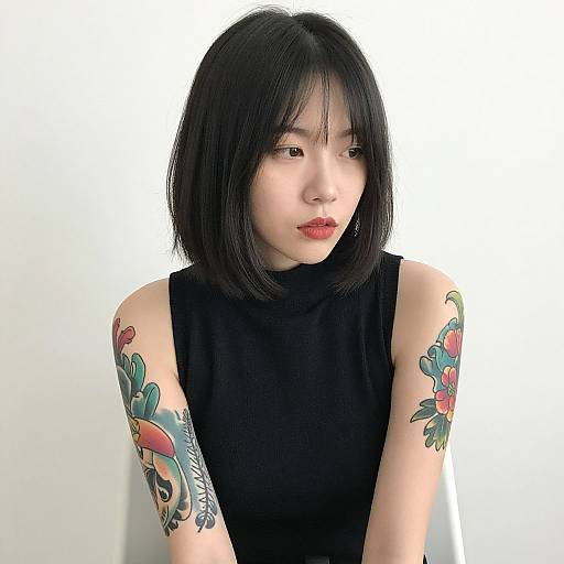 Portrait of Tattooed Asian Woman