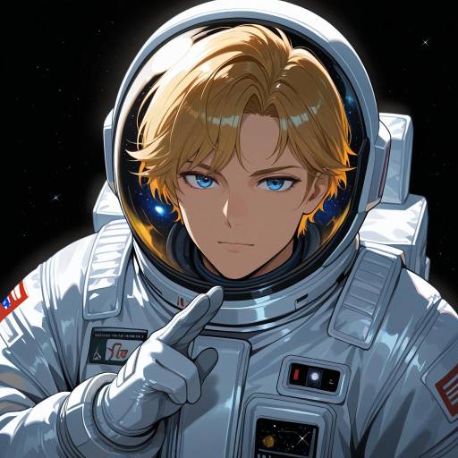 Determined Astronaut Saluting in Space Determined Astronaut Saluting in Space