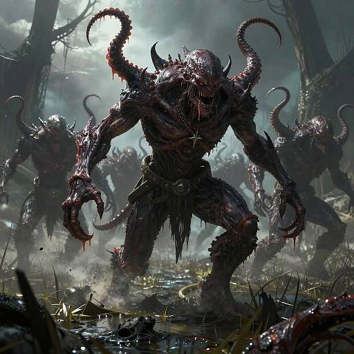 Chaos Daemon Horde Charging Through Corrupted Marshland
