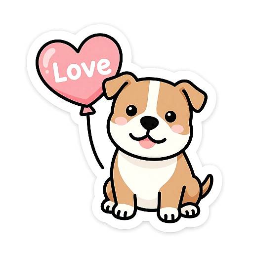 Cute Pittie Love Sticker Design