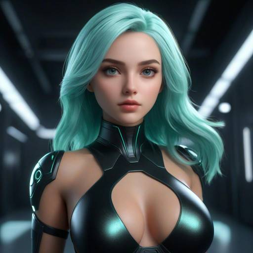 Futuristic Mint-Haired Fashion Masterpiece