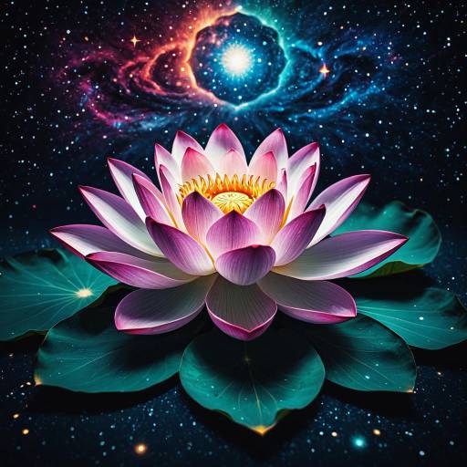 Ultra-realistic Lotus Flower with Universe Background