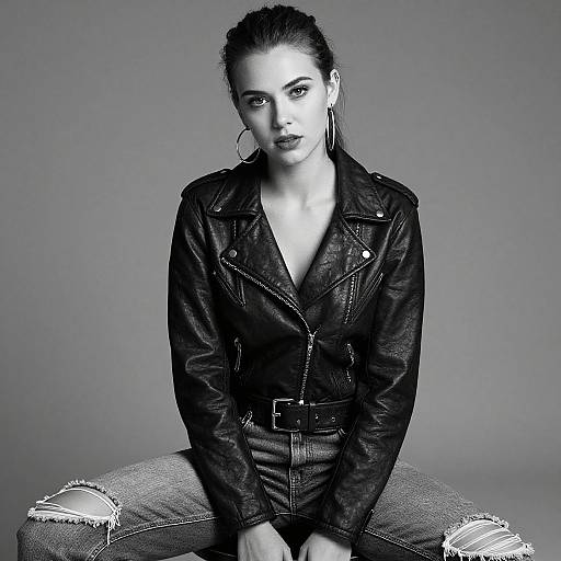 Edgy Black and White Fashion Portrait