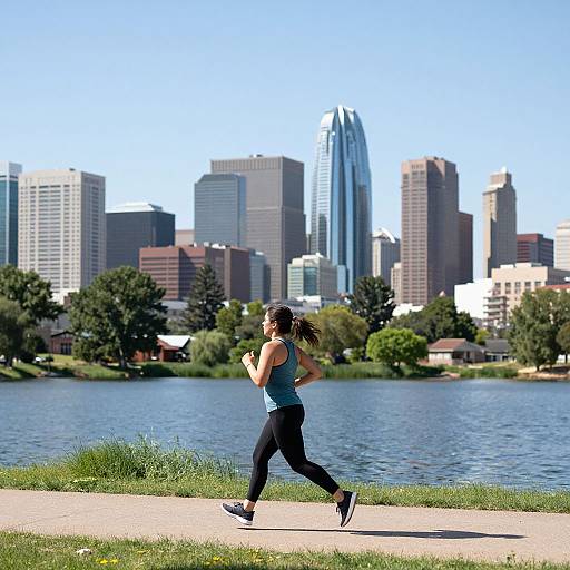 Jogging by Sloan Lake with Skyline