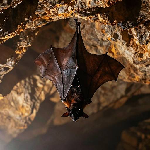 Realistic Bat Silhouette in Cave