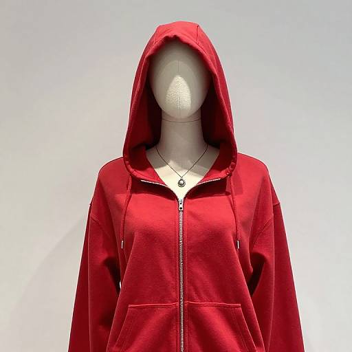Mannequin in Red Hooded Outfit