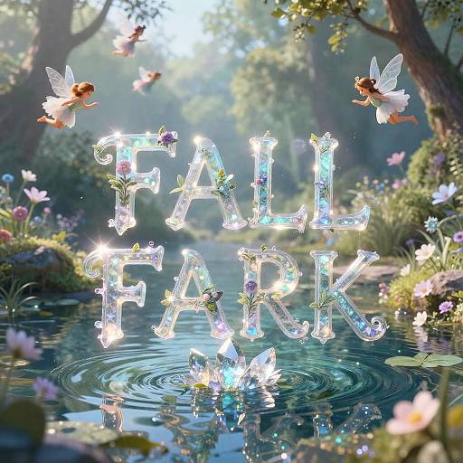 Whimsical Fairy Text Over Crystal Pond