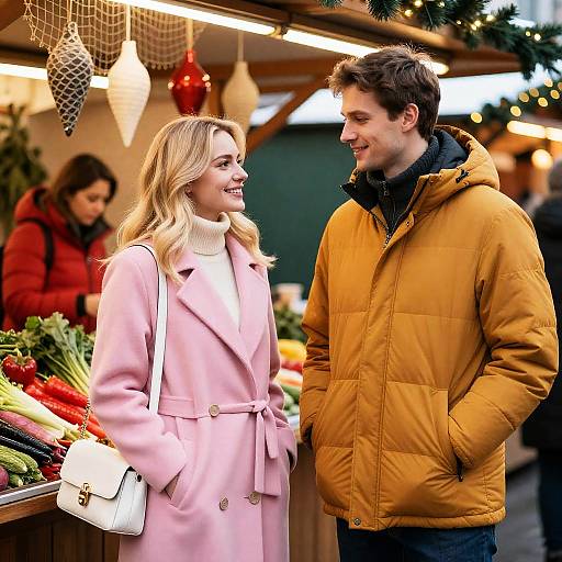 Festive Couple at Christmas Market