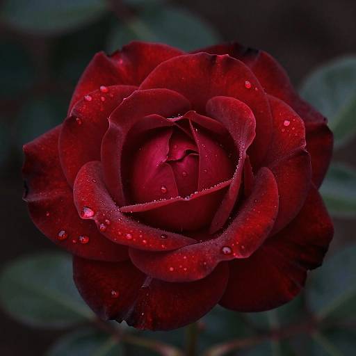 Photorealistic Dewy Red Rose Close-Up