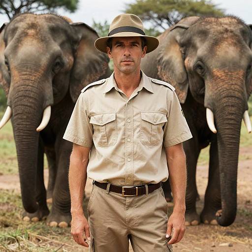 Safari Man with Elephants