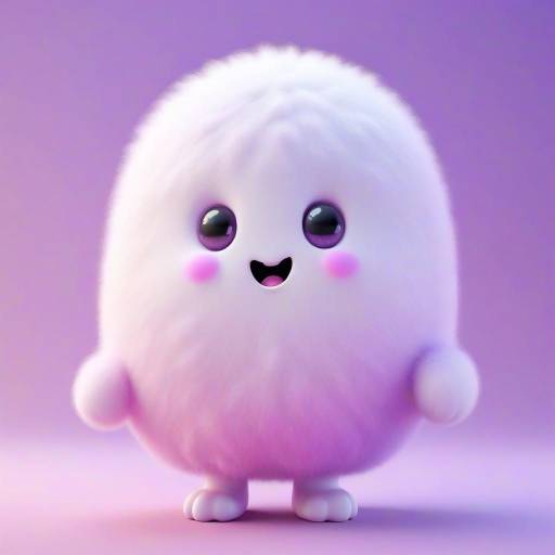 Adorable Fluffy Ghost Character in Pastels