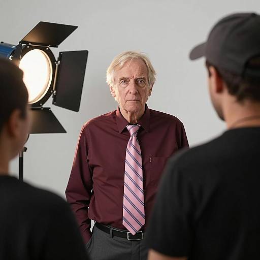 Older Man in Maroon Shirt and Tie