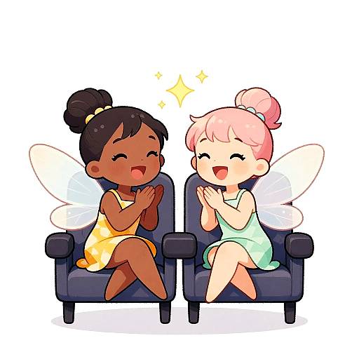 Cute Fairies Laughing in Theater