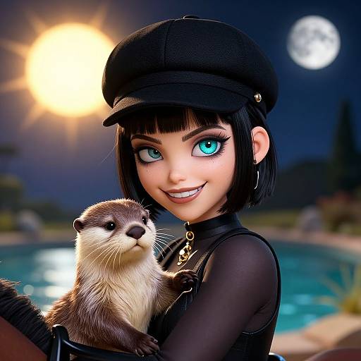 Elegant Emopunk Portrait with Otter