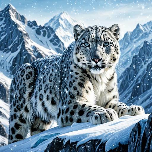 Fantasy Snow Leopard on Glacial Peak Fantasy Snow Leopard on Glacial Peak