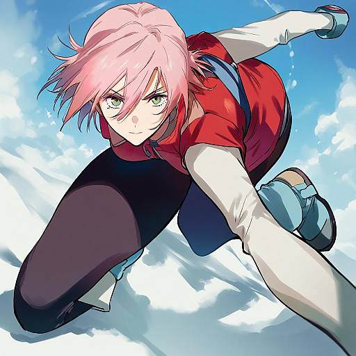 Illustration of Haruhara haruko, flcl in the style of Negresco