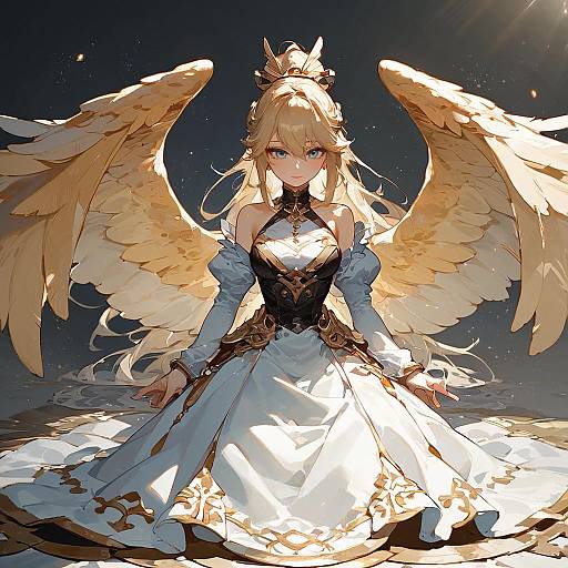 Elegant Anime Girl with Majestic Wings
