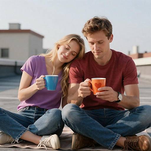 Cozy Rooftop Moment with Drinks